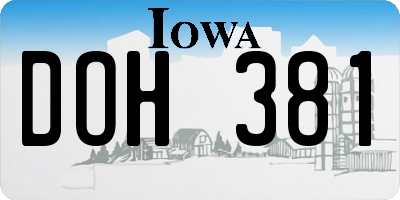 IA license plate DOH381