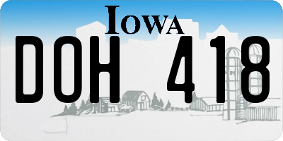IA license plate DOH418