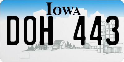 IA license plate DOH443
