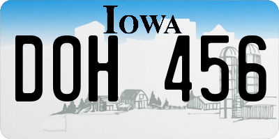 IA license plate DOH456