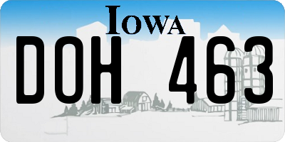IA license plate DOH463