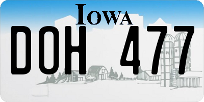 IA license plate DOH477