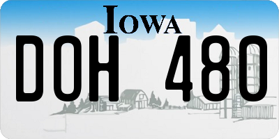 IA license plate DOH480