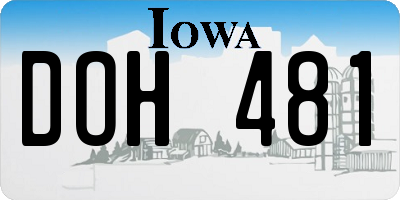 IA license plate DOH481