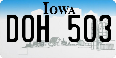 IA license plate DOH503