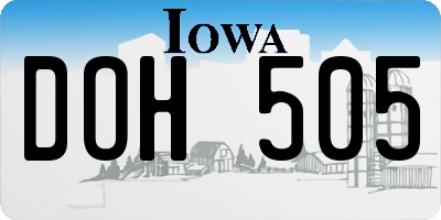 IA license plate DOH505