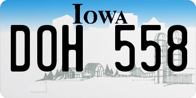 IA license plate DOH558