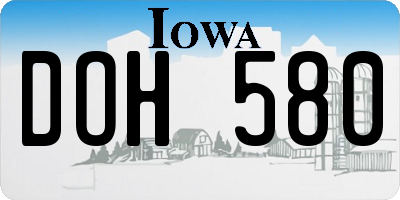IA license plate DOH580