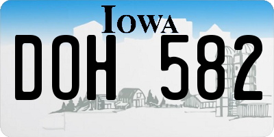 IA license plate DOH582
