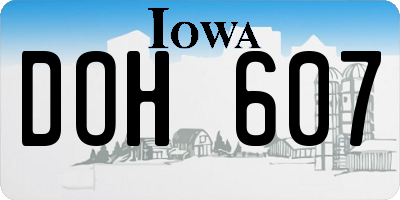 IA license plate DOH607