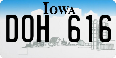 IA license plate DOH616