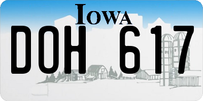IA license plate DOH617