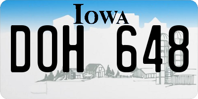 IA license plate DOH648