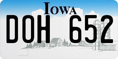 IA license plate DOH652