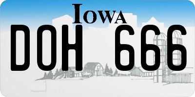 IA license plate DOH666