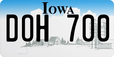 IA license plate DOH700
