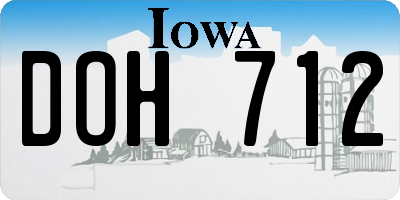 IA license plate DOH712