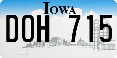 IA license plate DOH715