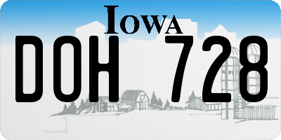 IA license plate DOH728