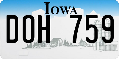 IA license plate DOH759