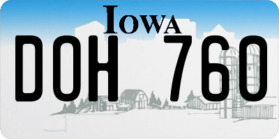 IA license plate DOH760