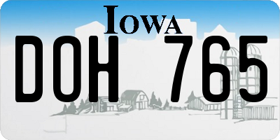 IA license plate DOH765