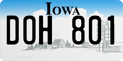 IA license plate DOH801