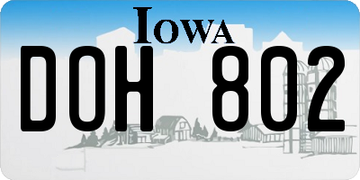 IA license plate DOH802