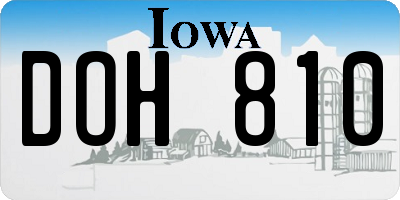IA license plate DOH810