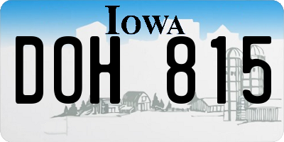IA license plate DOH815