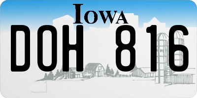 IA license plate DOH816