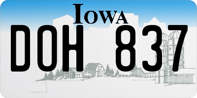 IA license plate DOH837