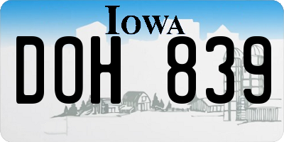 IA license plate DOH839