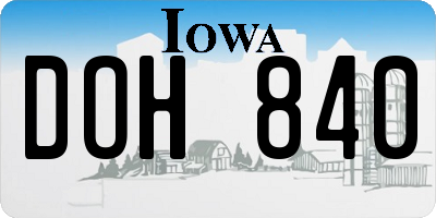 IA license plate DOH840