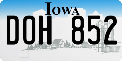 IA license plate DOH852