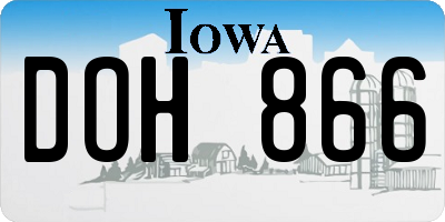 IA license plate DOH866