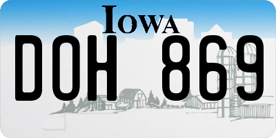 IA license plate DOH869