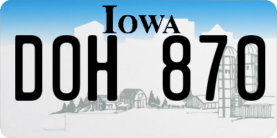 IA license plate DOH870