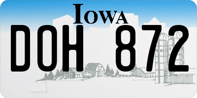 IA license plate DOH872