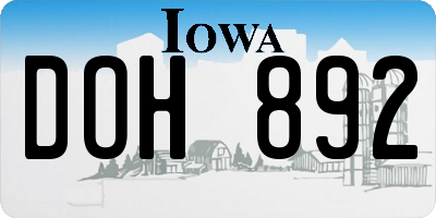 IA license plate DOH892