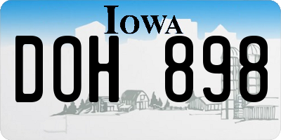 IA license plate DOH898