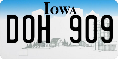IA license plate DOH909