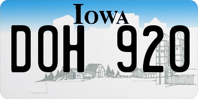 IA license plate DOH920