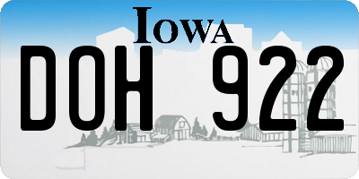 IA license plate DOH922