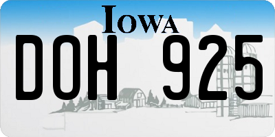 IA license plate DOH925
