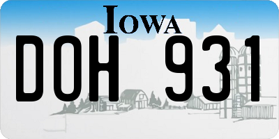 IA license plate DOH931