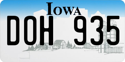 IA license plate DOH935
