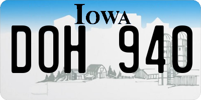 IA license plate DOH940