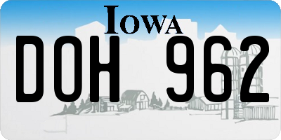 IA license plate DOH962