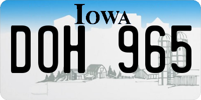 IA license plate DOH965